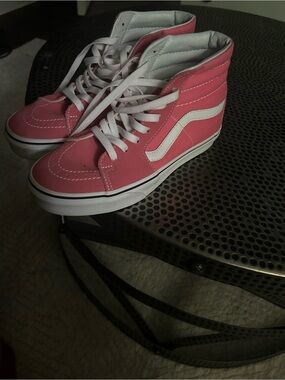 Pink High-Top Canvas Women's Sneakers with White Stripe